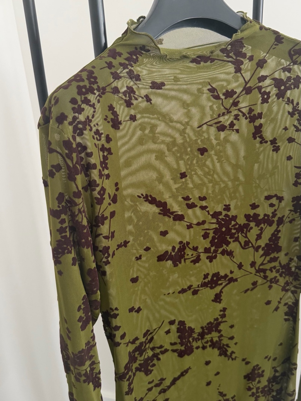 HYFVE Olive Green Long-Sleeve Shirt with Brown Floral Print